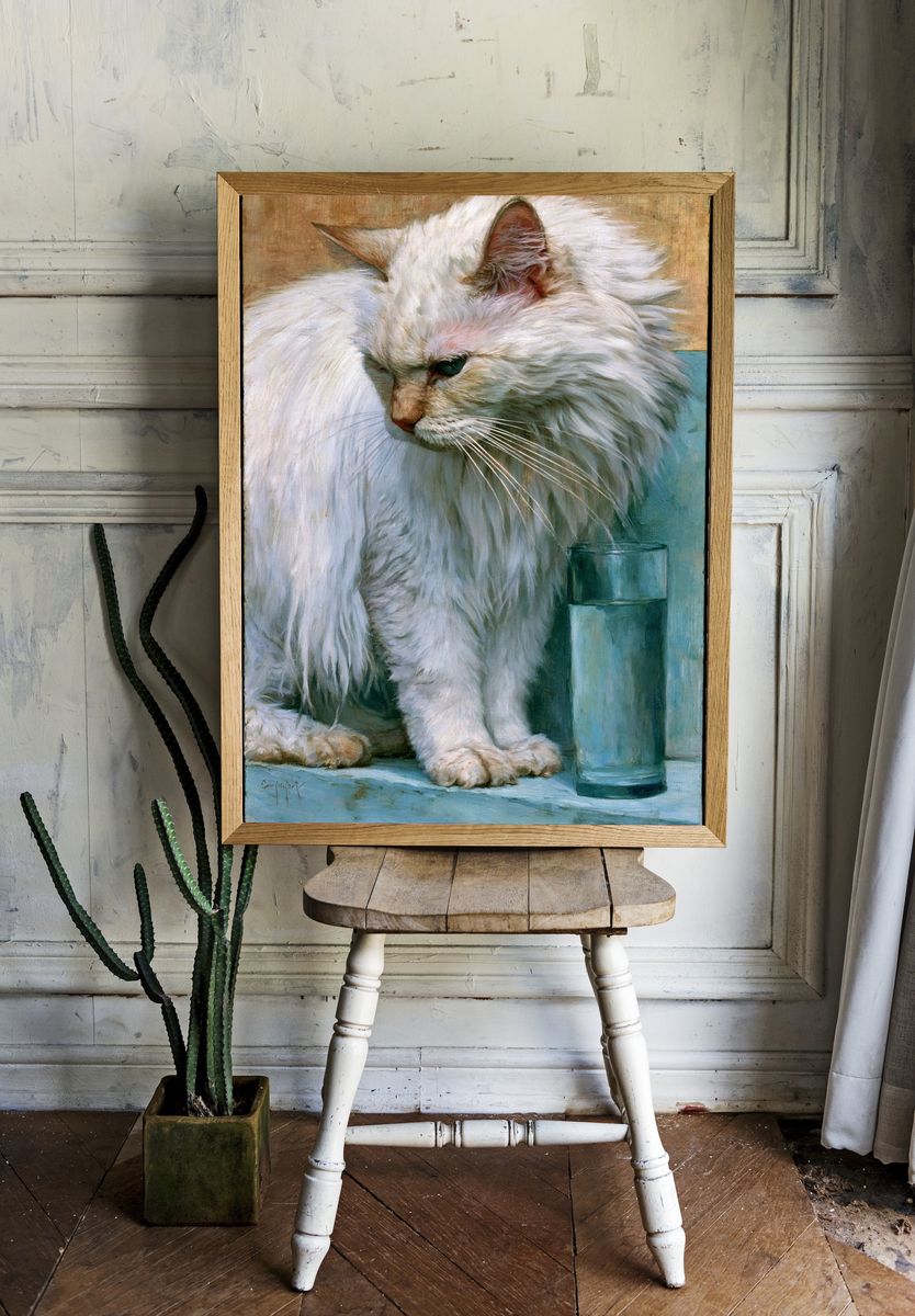 White Cat Portrait Fine-Art Print. — room view 1