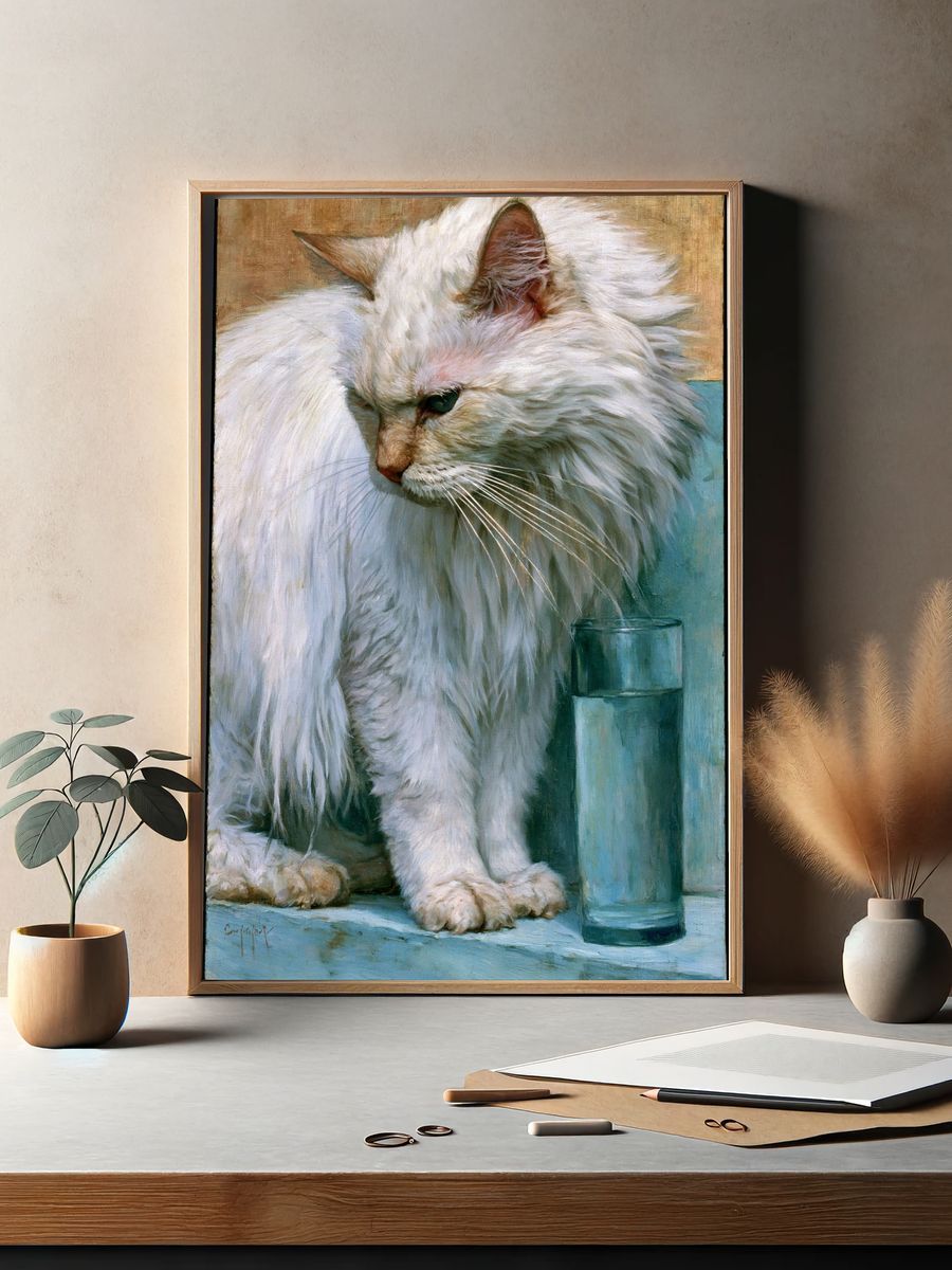 White Cat Portrait Fine-Art Print. — room view 2
