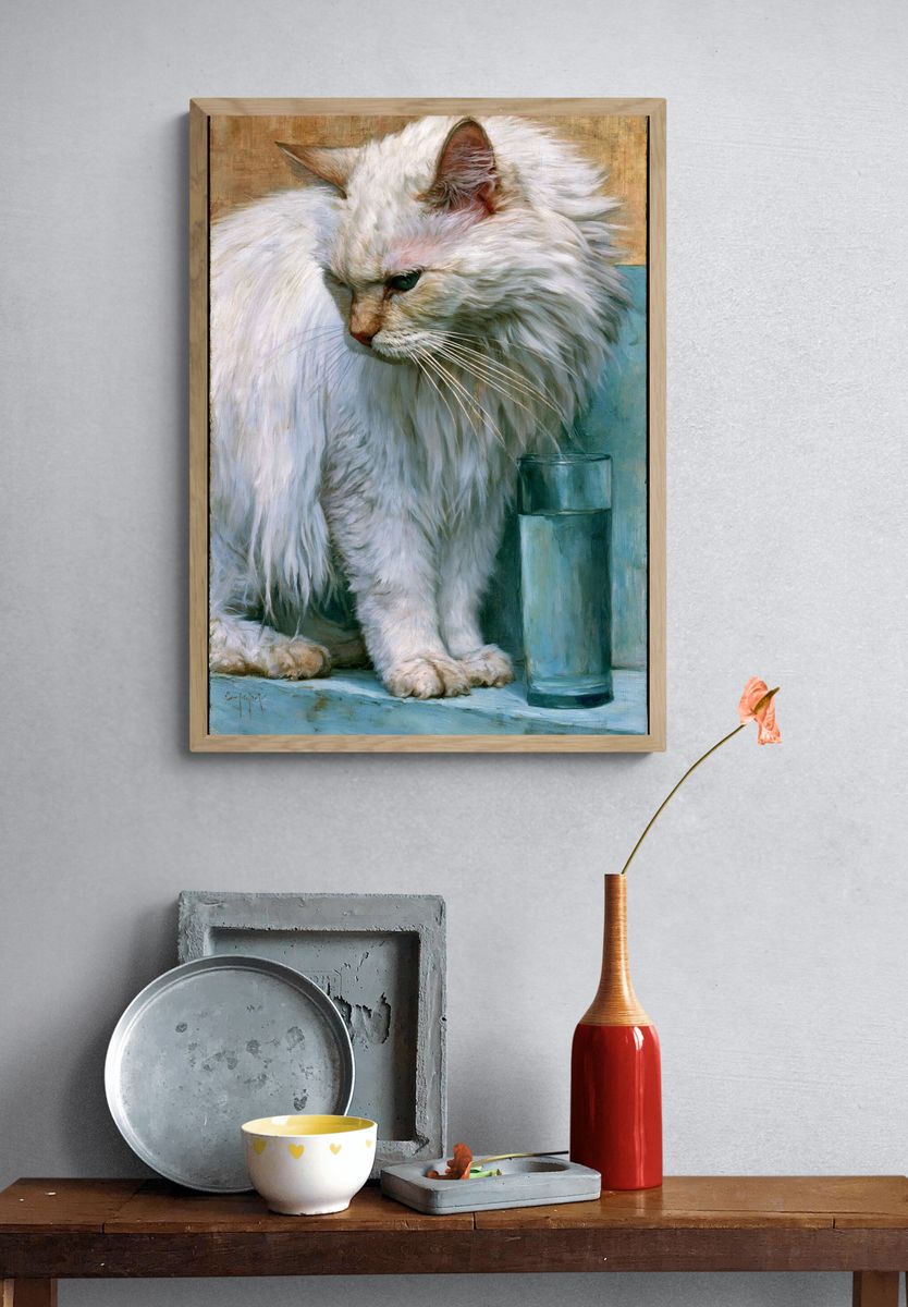 White Cat Portrait Fine-Art Print. — room view 3