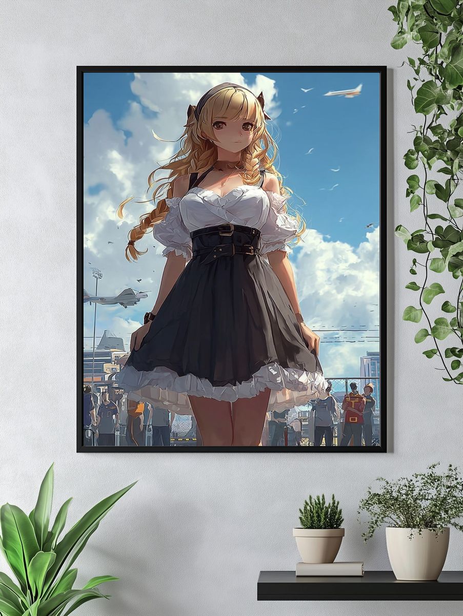 Anime Girl in Dress — Digital Art Print. — room view 4