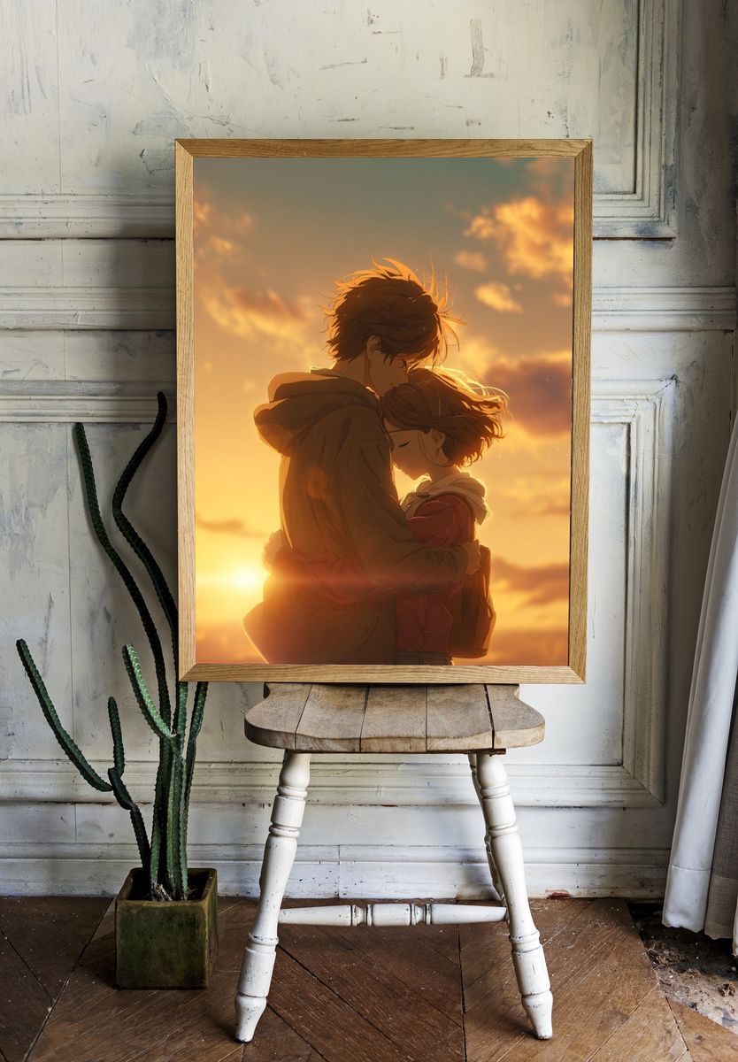 Sunset Embrace — Anime Print room preview