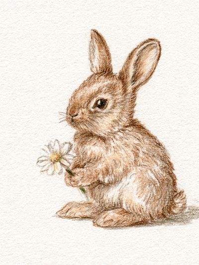 Baby Rabbit Watercolor Poster.