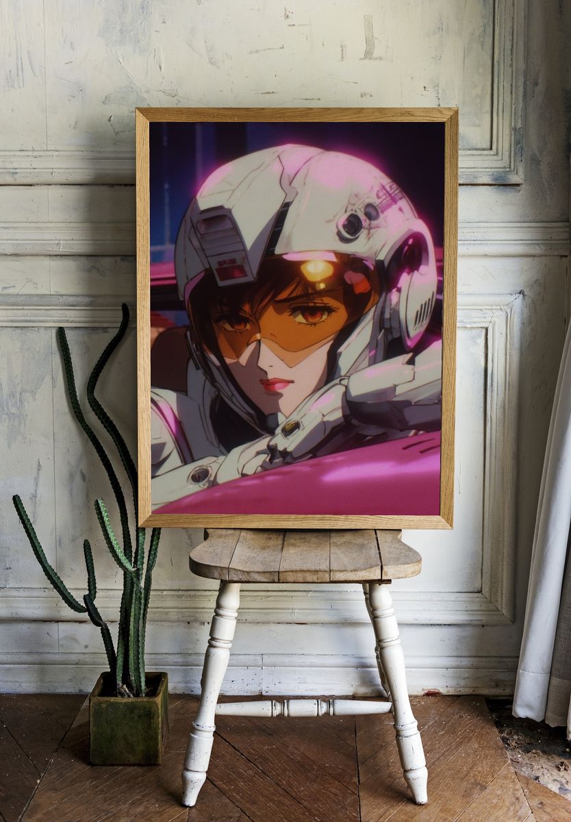 Futuristic Anime Character — Aesthetic Print. — room view 1