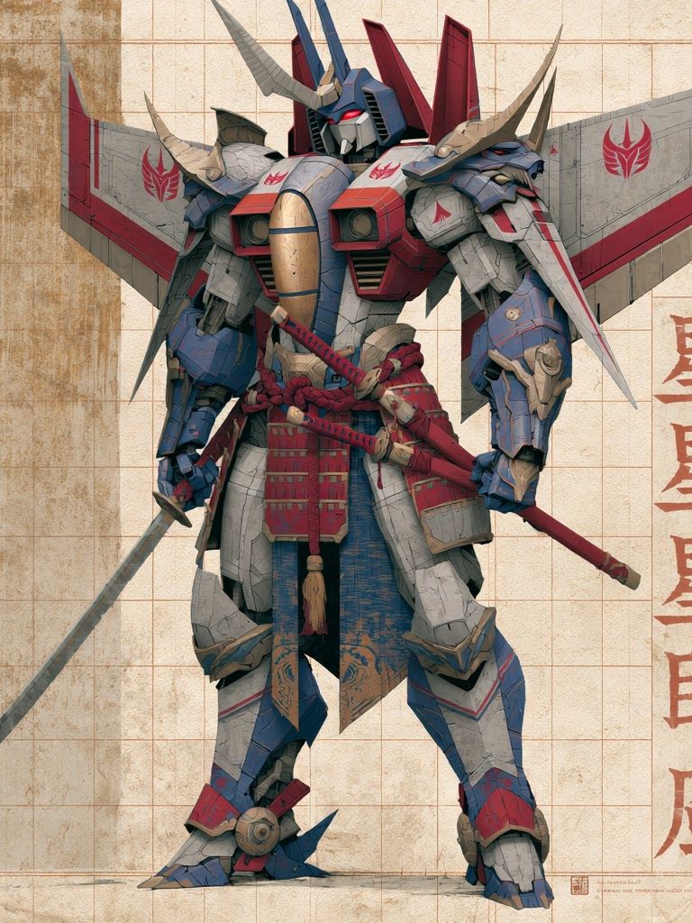 Samurai Mecha Digital Art Print. poster detail