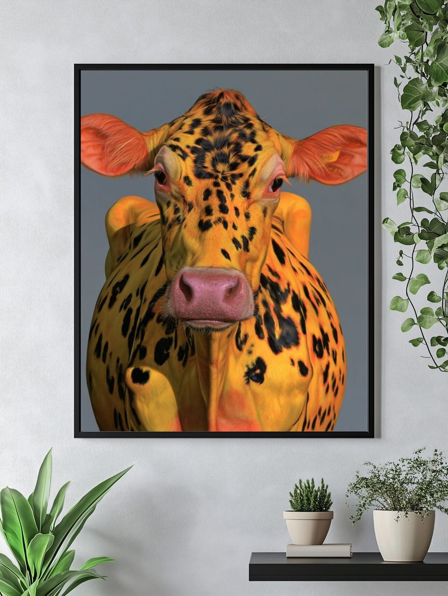 Colorful Cow Portrait Poster. — room view 4