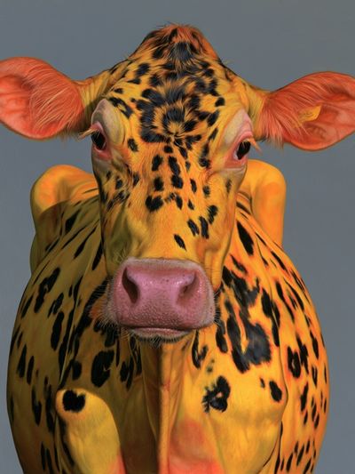 Colorful Cow Portrait Poster. poster