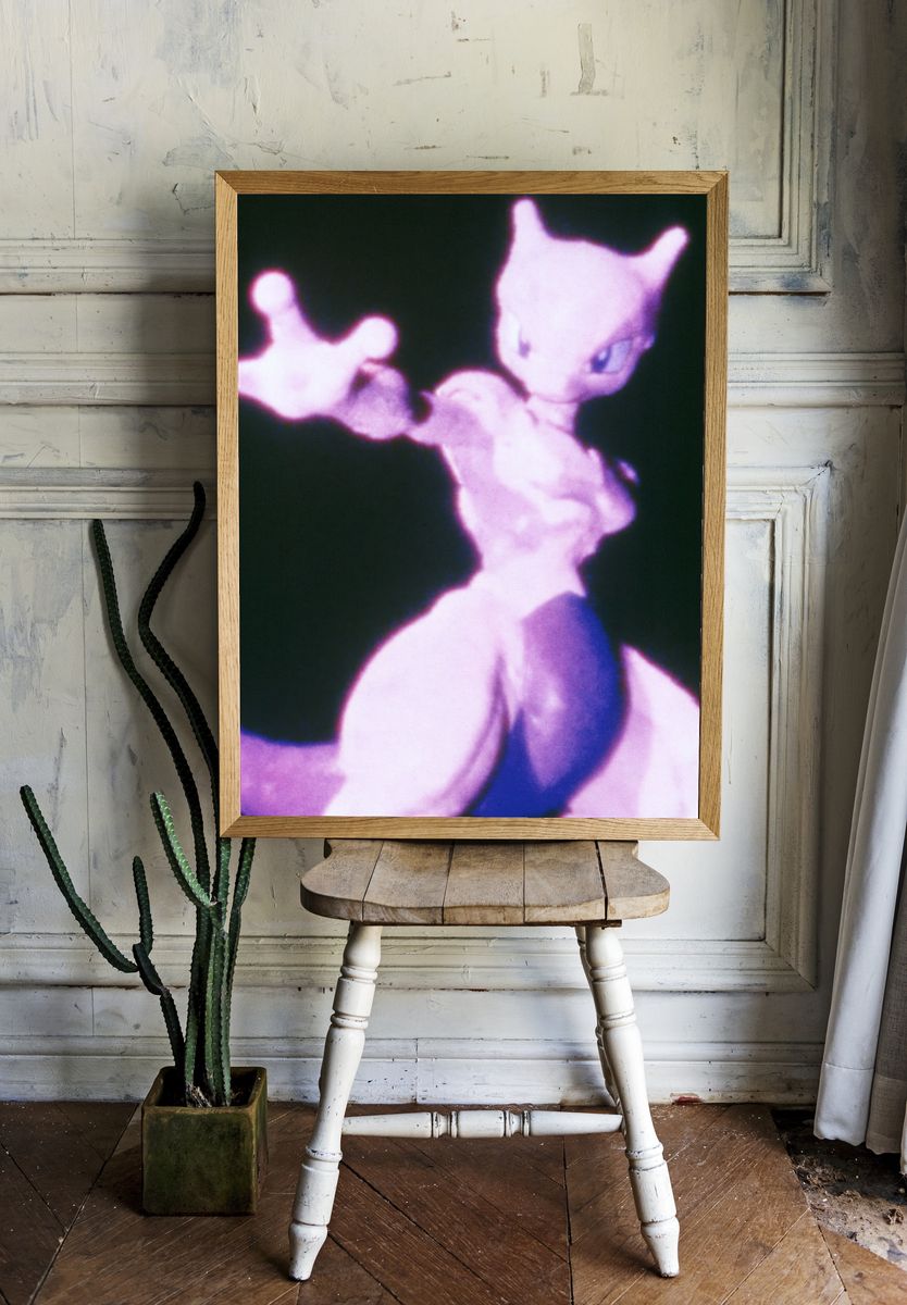 Mewtwo Neon Glow Poster. — room view 1