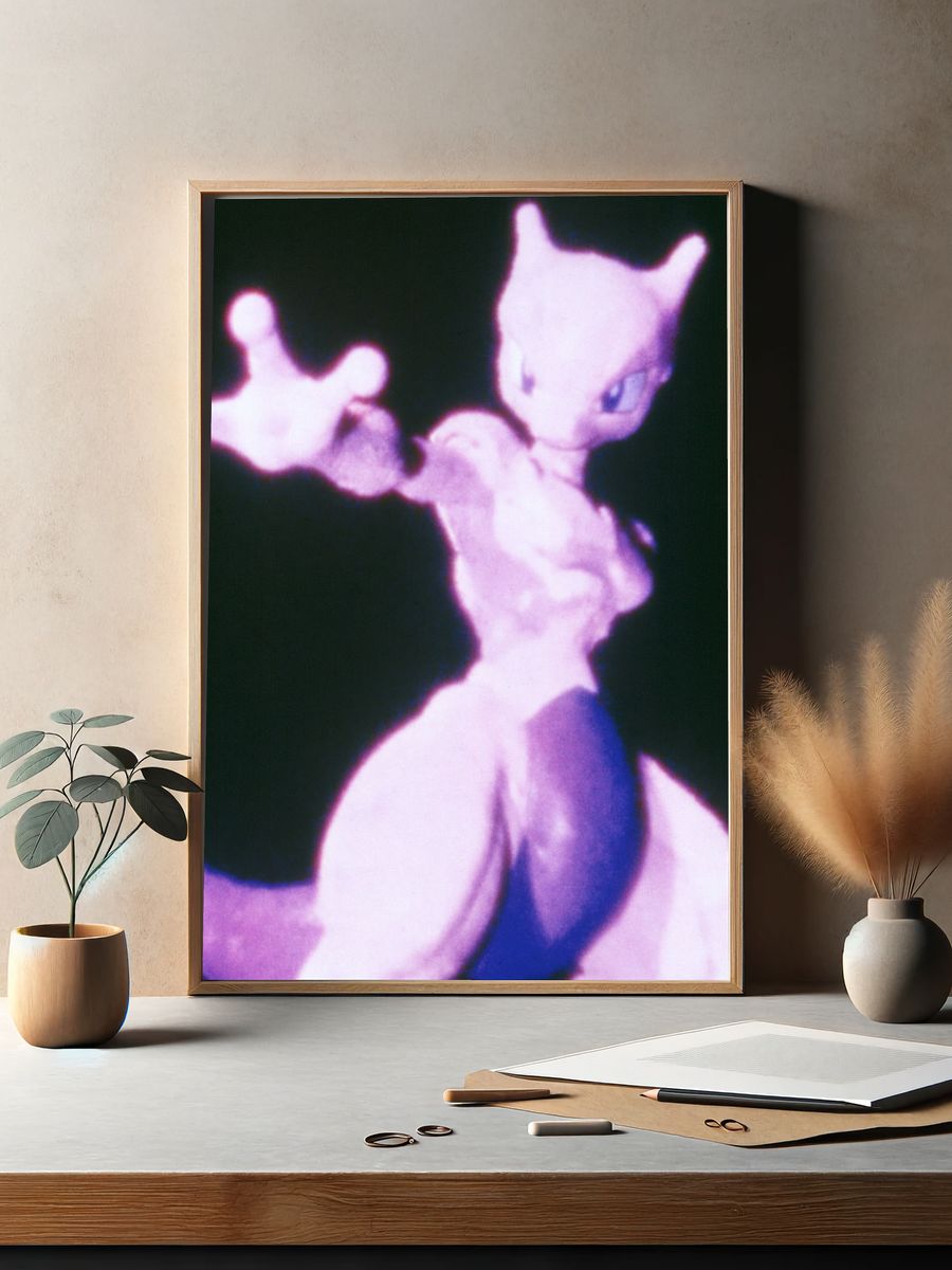 Mewtwo Neon Glow Poster. — room view 2