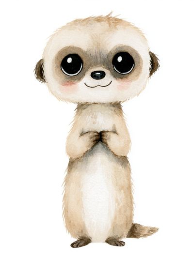 Cute Meerkat Watercolor Poster. poster