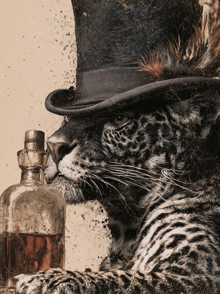 Top Hat Leopard Portrait Poster. poster detail