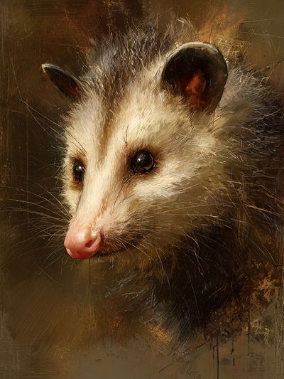 Opossum Portrait — Animal Art Print. poster