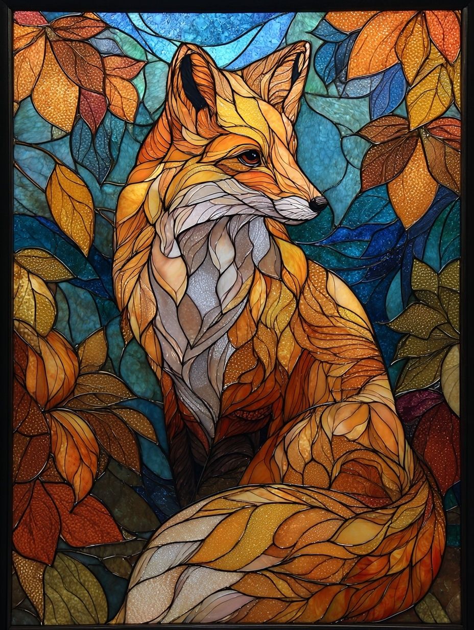 Autumn Fox Stained Glass Poster. poster — animals art