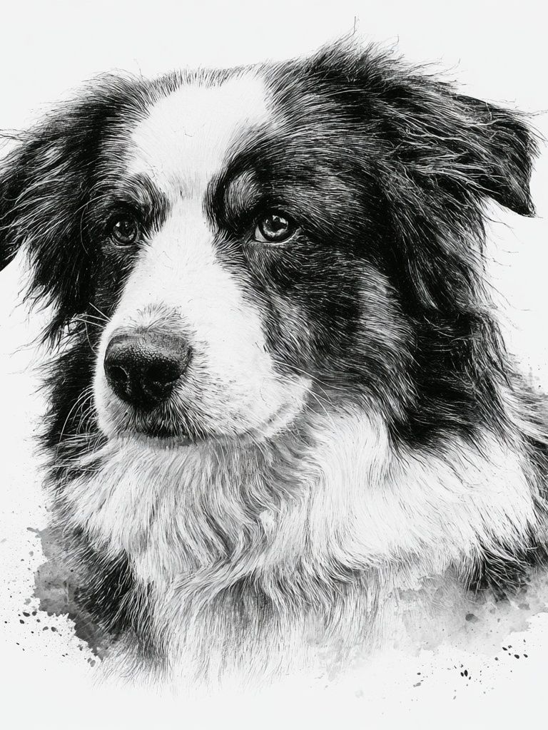 Border Collie Portrait Print. poster — animals art