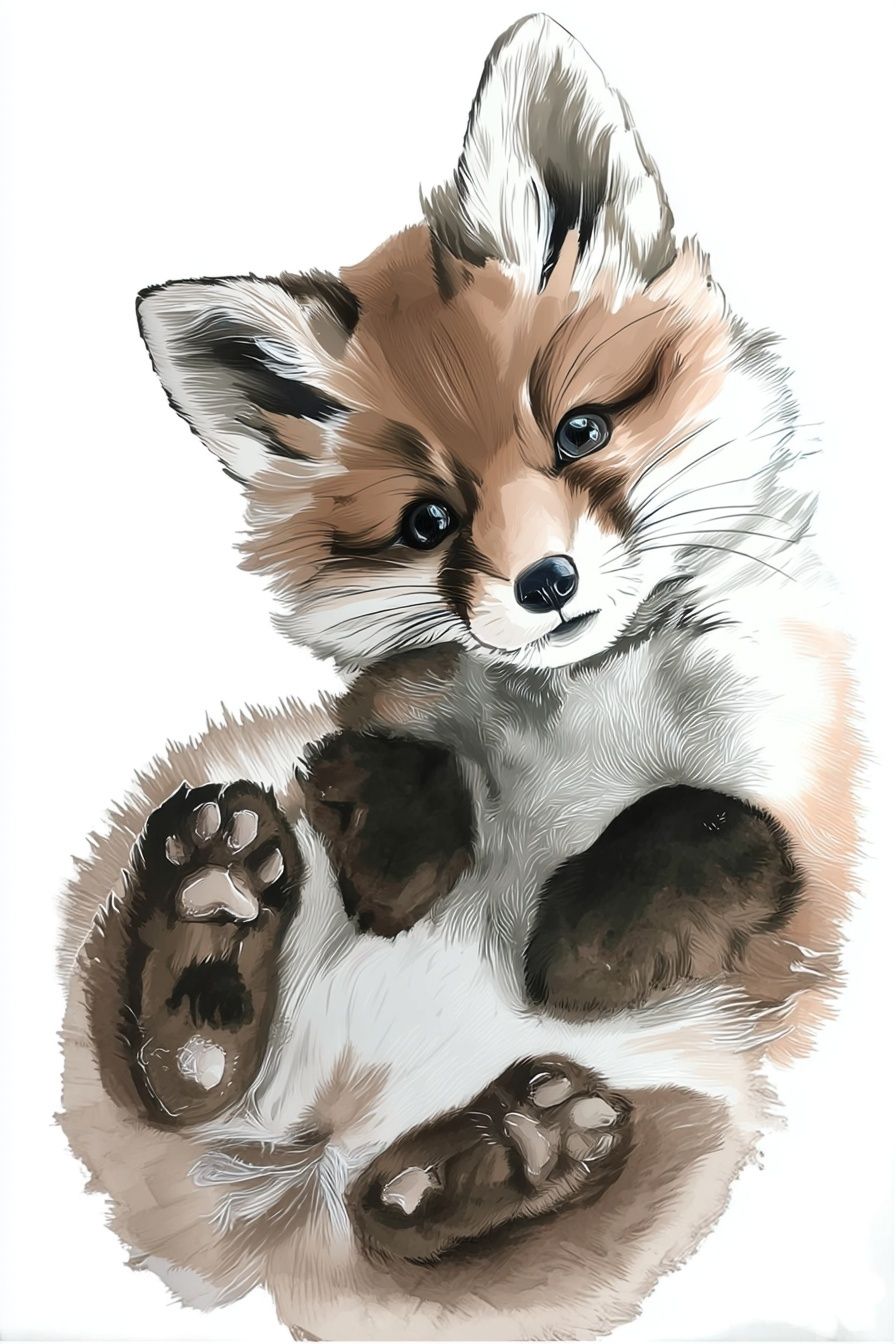 Baby Fox Watercolor Print. poster — animals art