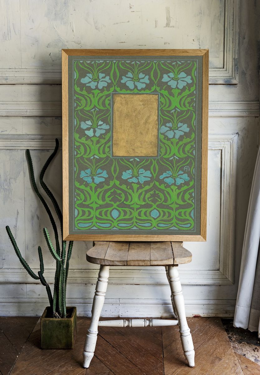 Floral Art Nouveau Poster room preview