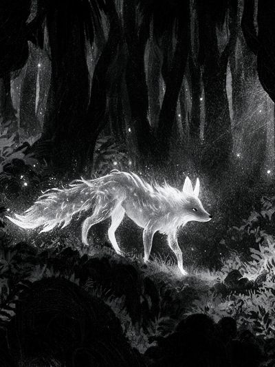 Moonlit Fox Forest Print.