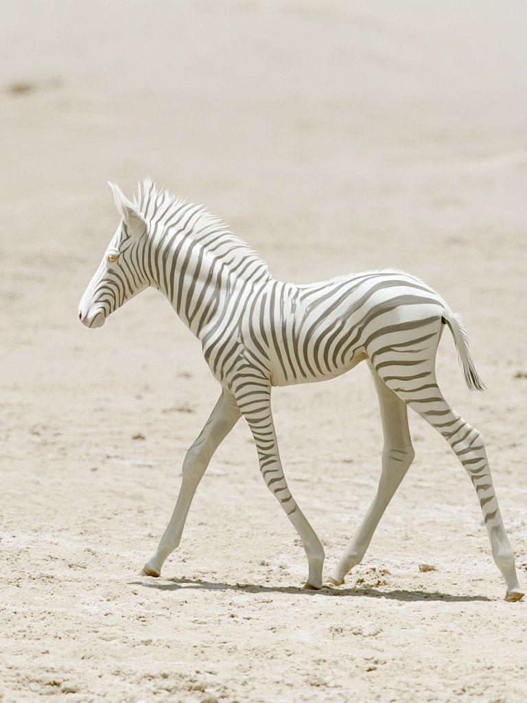White Zebra Foal Photography Poster. poster detail