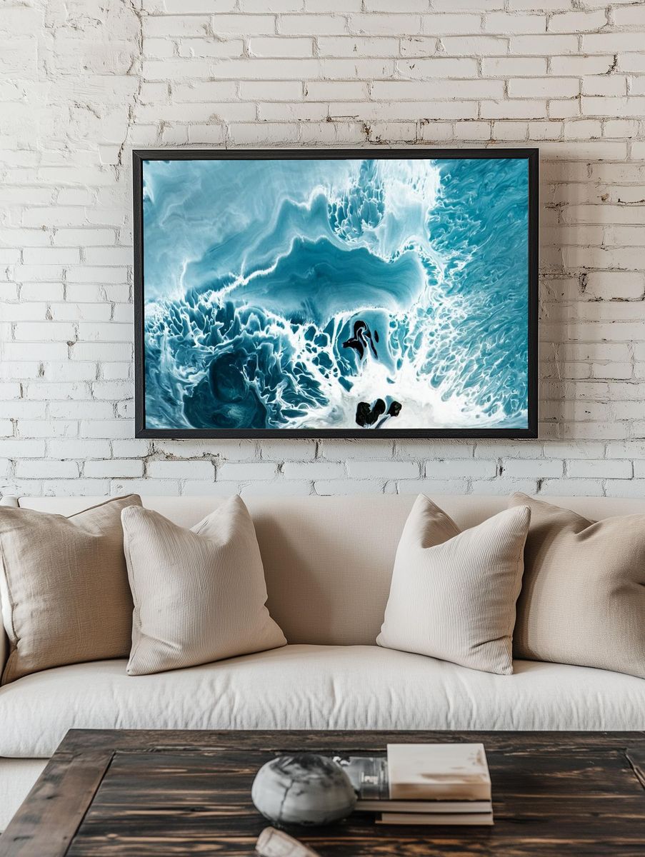 Abstract blue grunge watercolor patterned. — room view 1