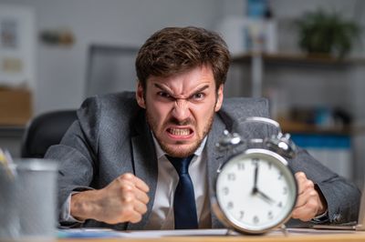 Angry Office Worker Photography Poster. poster print