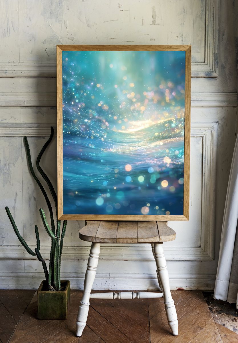 Dreamy Ocean Waves — Abstract Print room preview