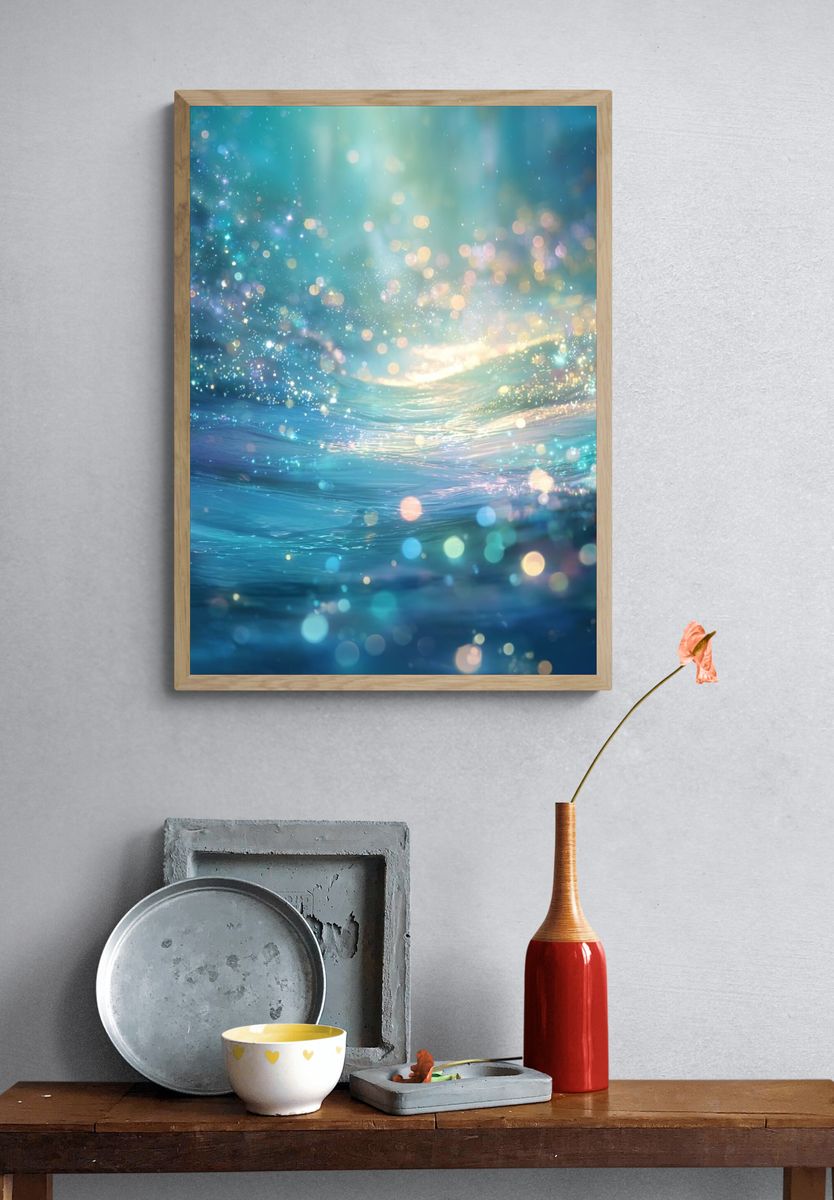 Dreamy Ocean Waves — Abstract Print. — room view 3