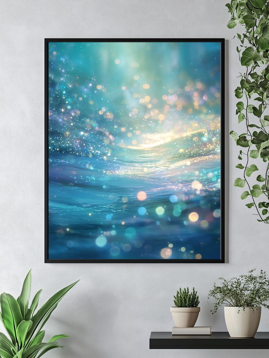 Dreamy Ocean Waves — Abstract Print. — room view 4