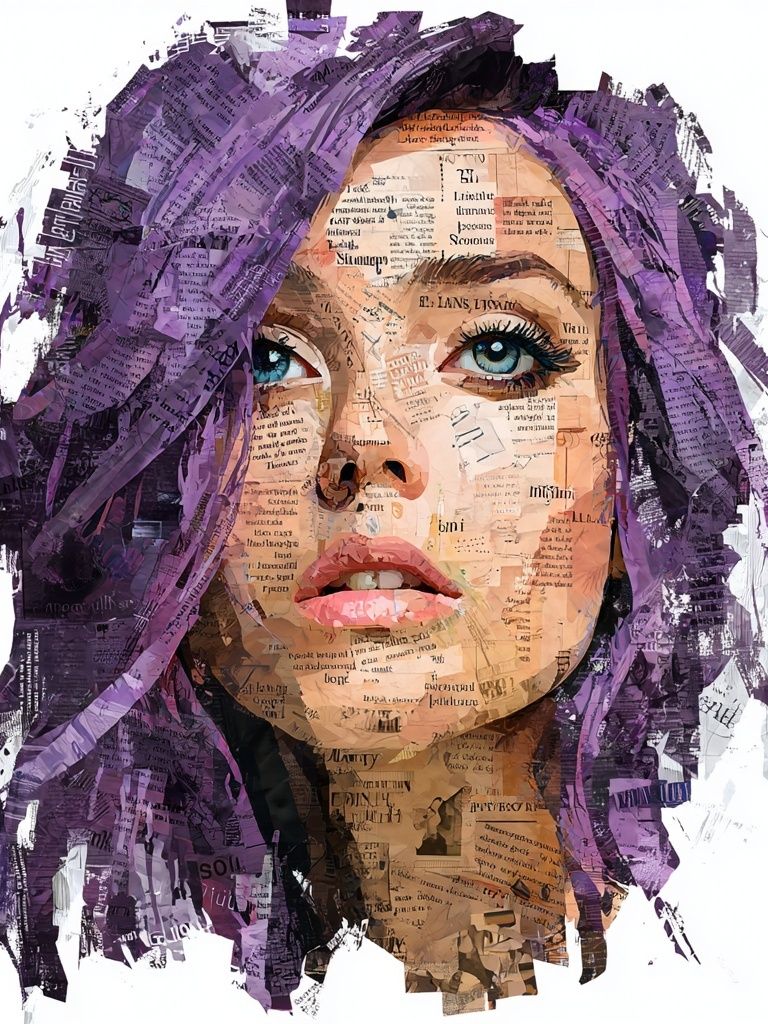 Abstract Portrait with Purple Hair — Art Print. poster detail
