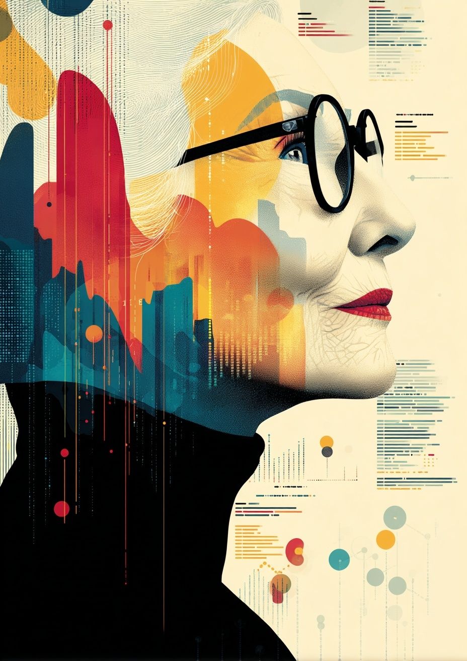 Abstract Portrait with Data Visualization Poster. poster — illustration art