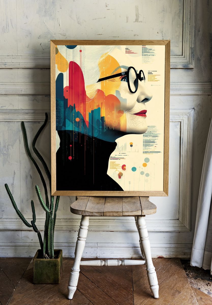 Abstract Portrait with Data Visualization Poster room preview