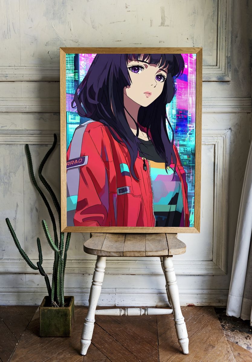 Cyberpunk Girl — Anime Print room preview