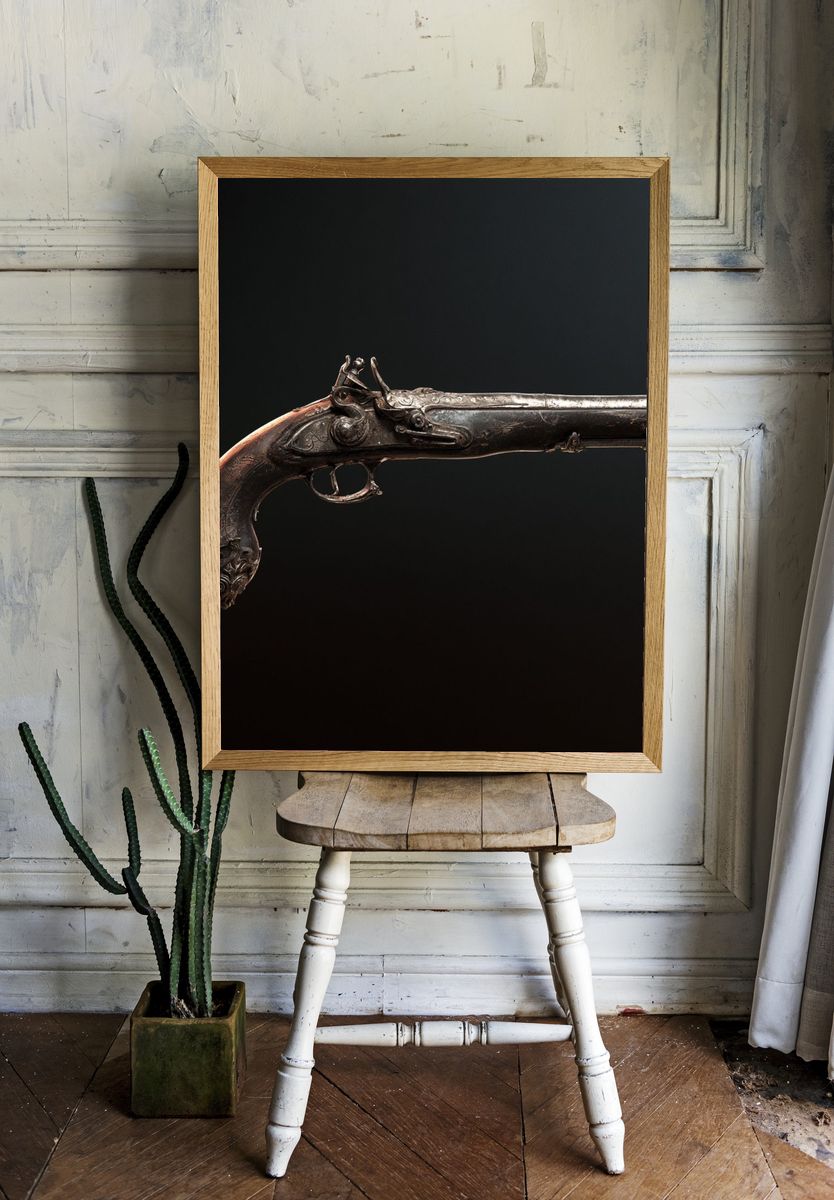 Antique Pistol Photography Poster. — room view 1