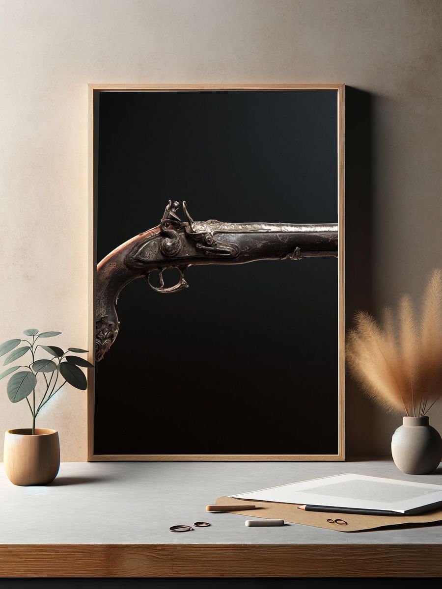 Antique Pistol Photography Poster. — room view 2