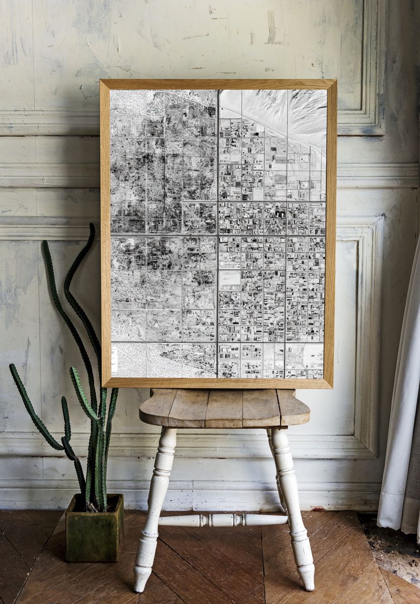 Aerial Desert Grid Photography Poster. — room view 1