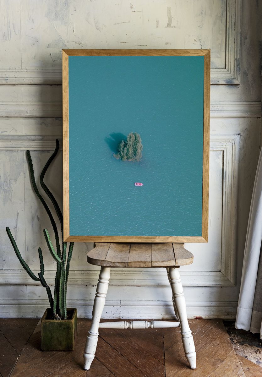 Solitary Island Aerial Photography Poster. — room view 1