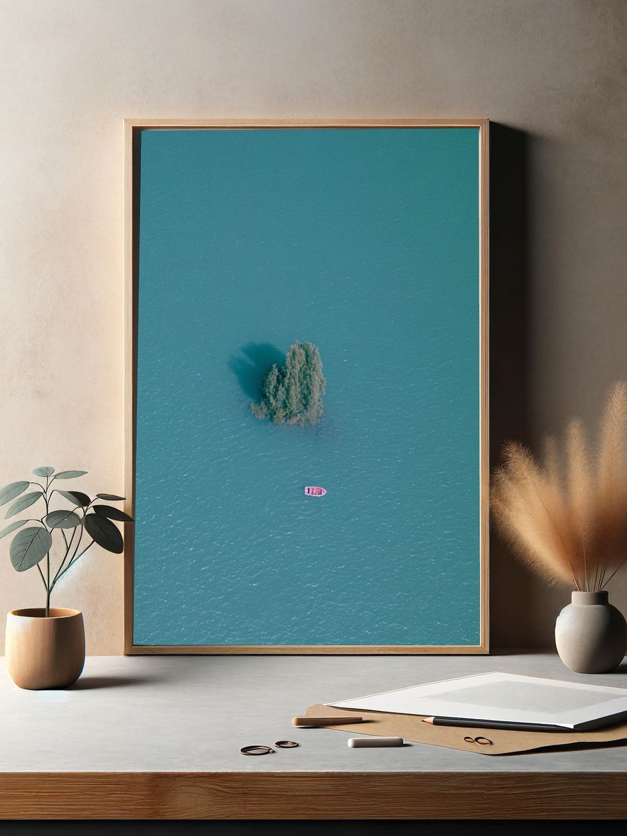 Solitary Island Aerial Photography Poster. — room view 2