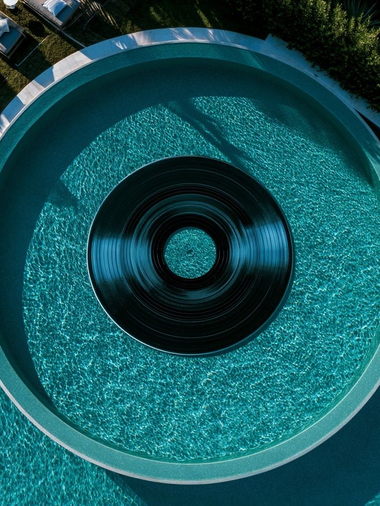 Aerial Pool Circle Photography Poster. poster detail