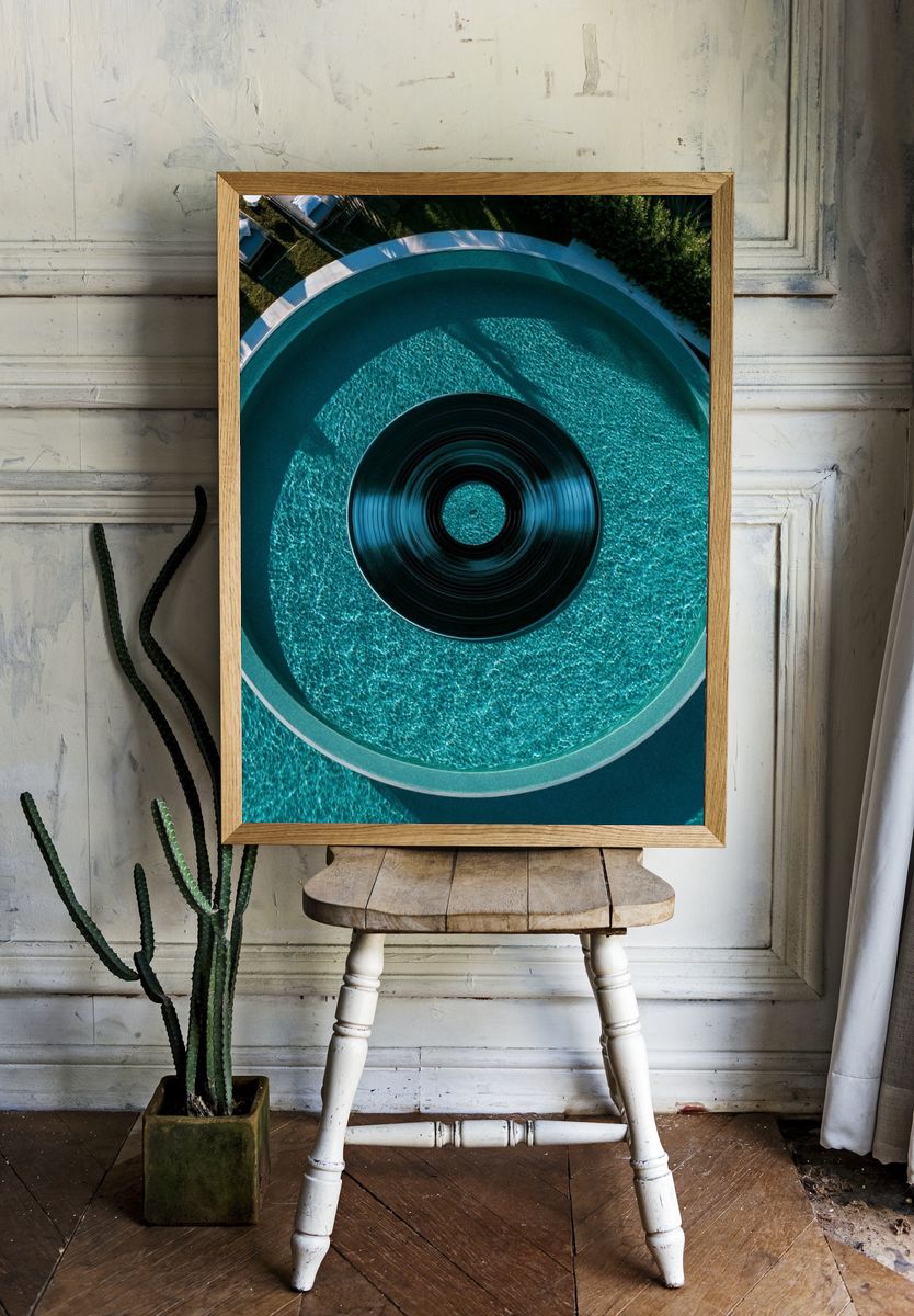 Aerial Pool Circle Photography Poster. — room view 1