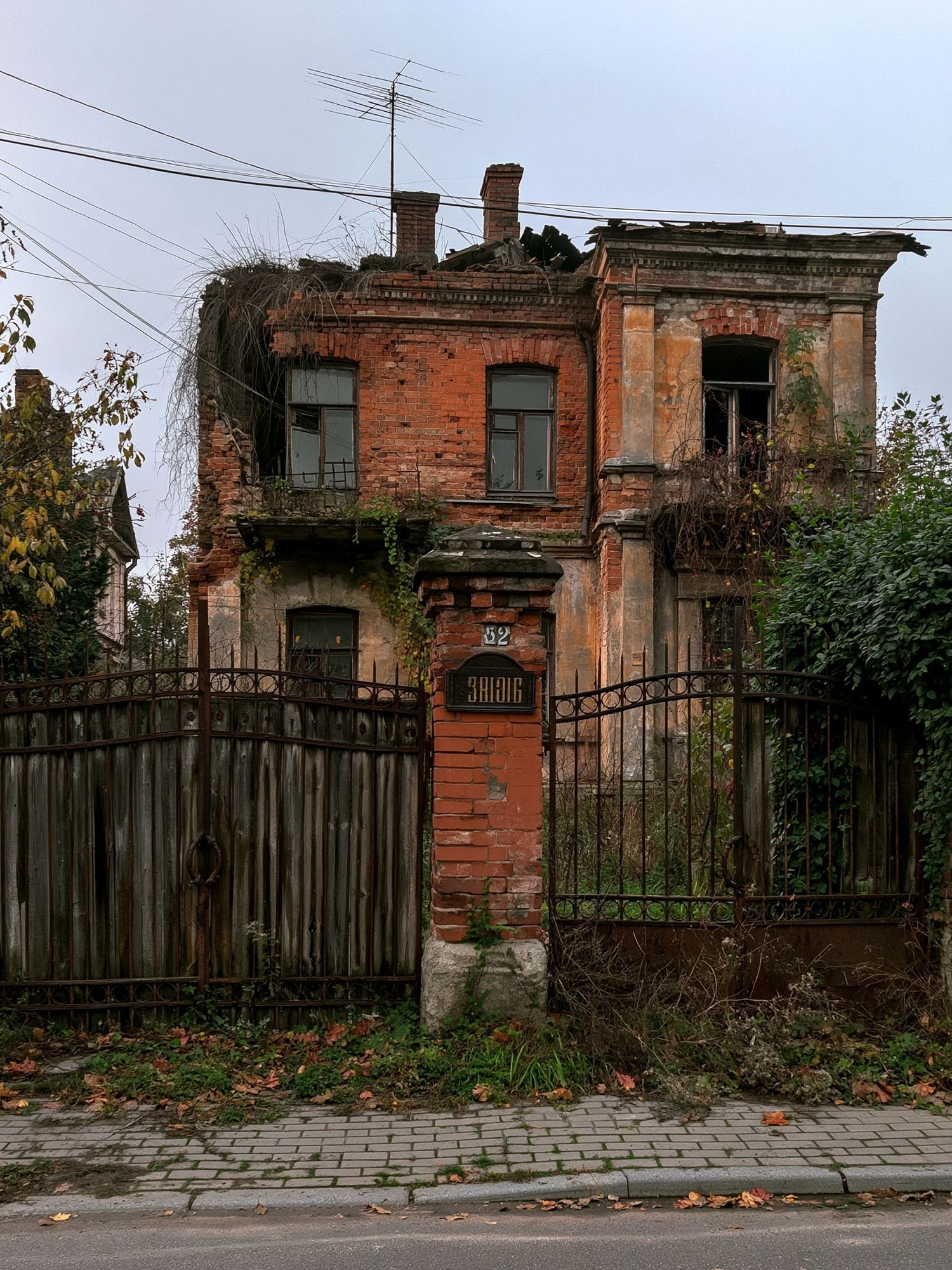 Abandoned Brick House Photography Poster. poster detail