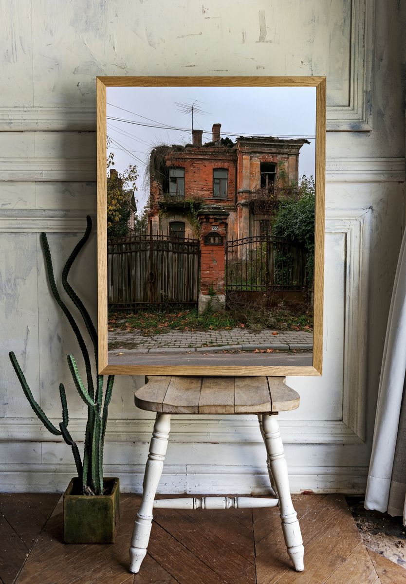 Abandoned Brick House Photography Poster. — room view 1