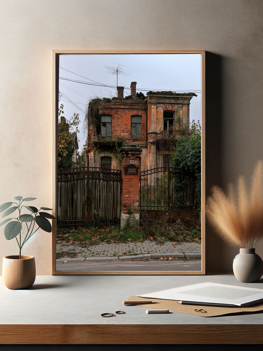 Abandoned Brick House Photography Poster. — room view 2