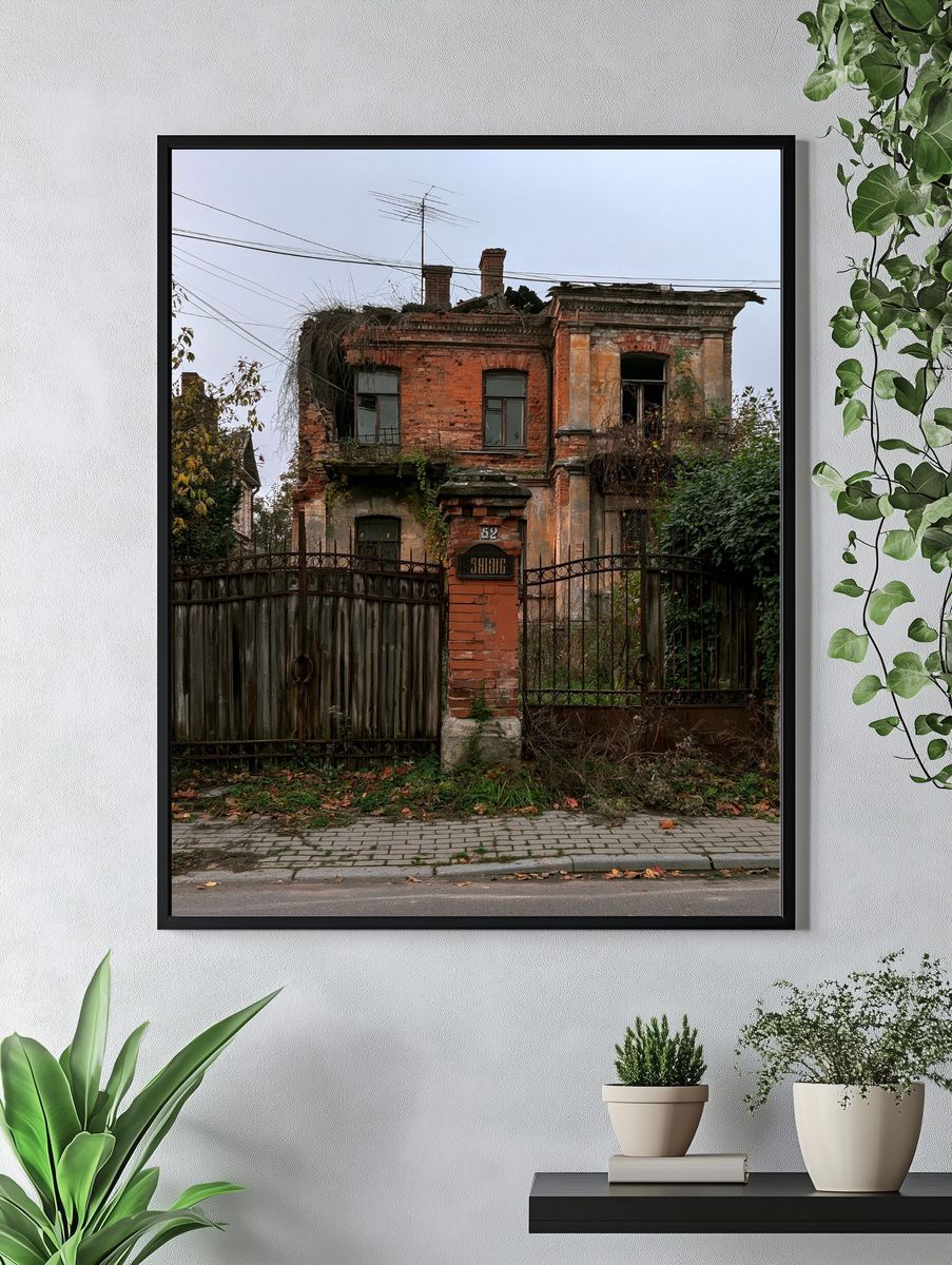 Abandoned Brick House Photography Poster. — room view 4