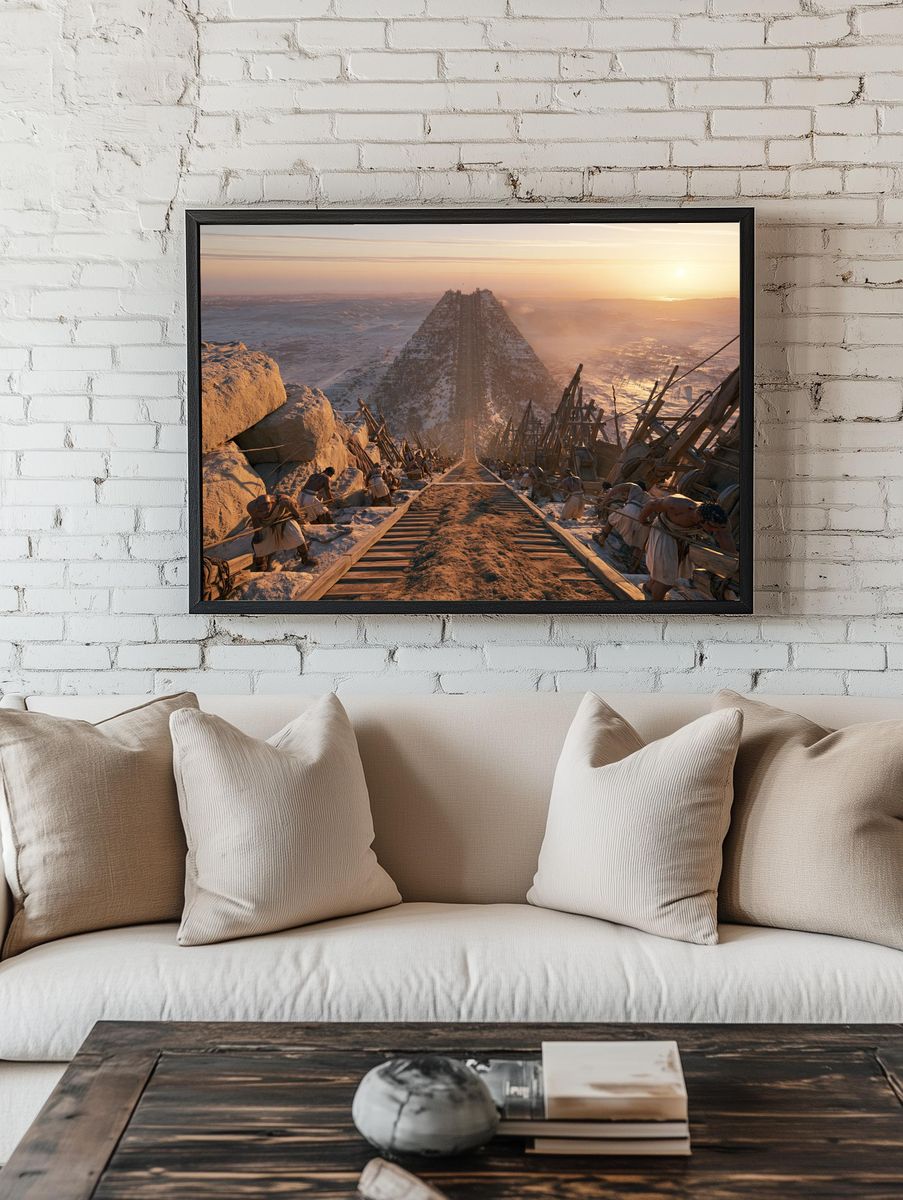 Ancient Pyramid Ascent Illustration Print. — room view 1
