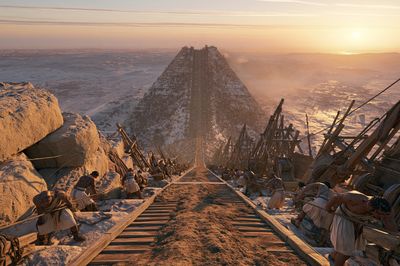 Ancient Pyramid Ascent Illustration Print. poster