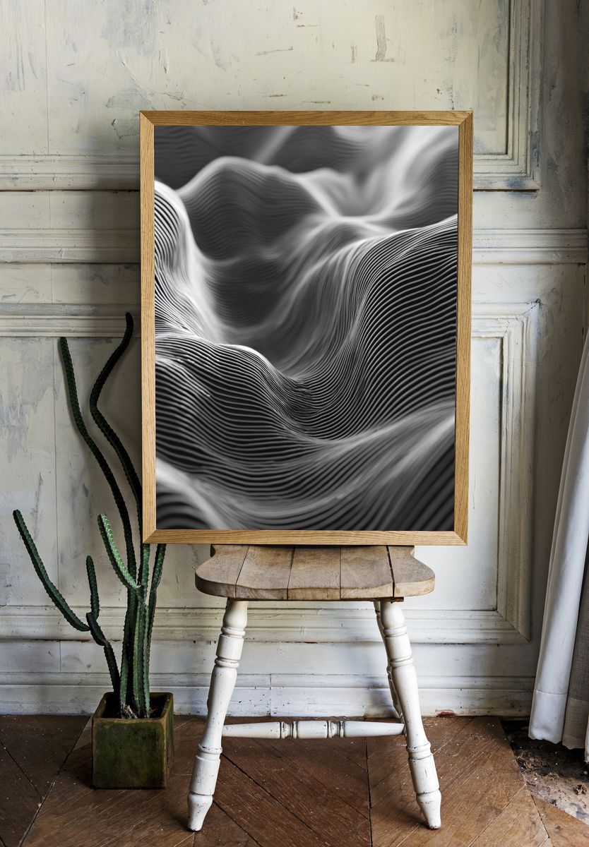 Waves of Lines — Abstract Poster room preview
