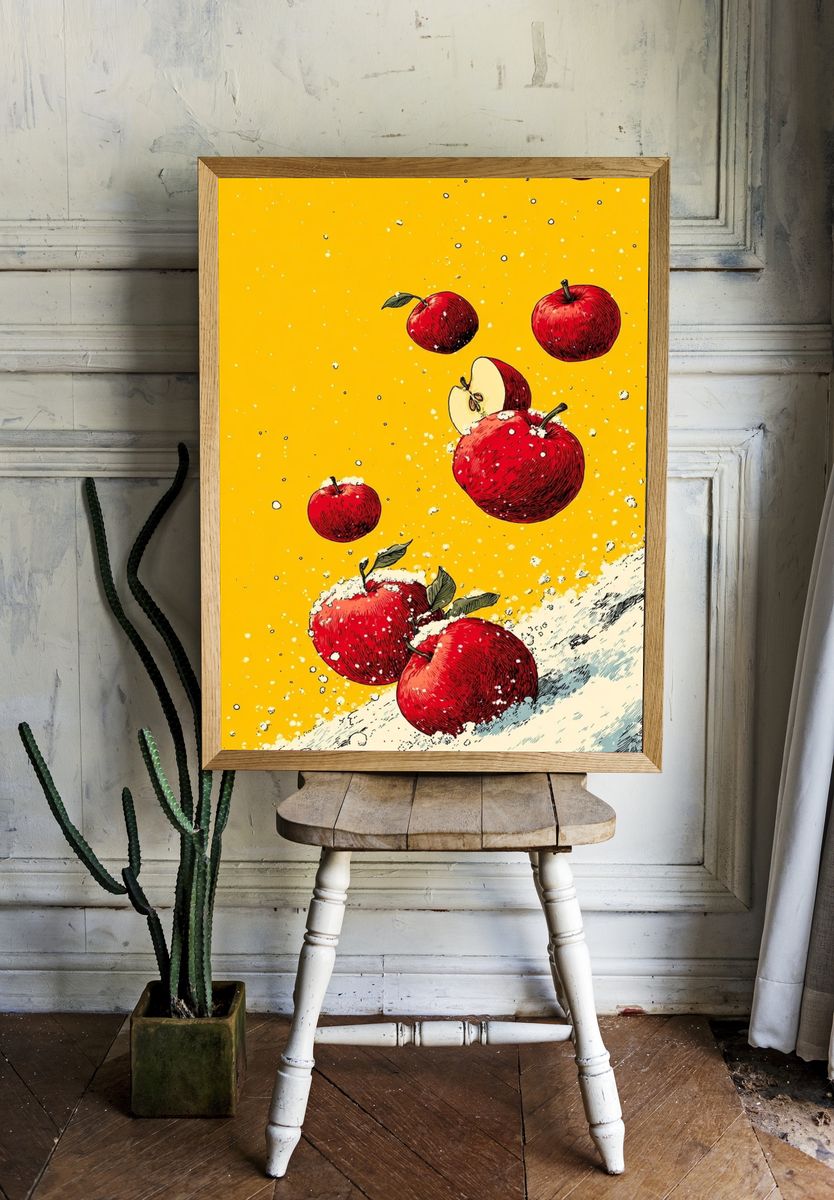 Falling Apples — Illustration Print room preview
