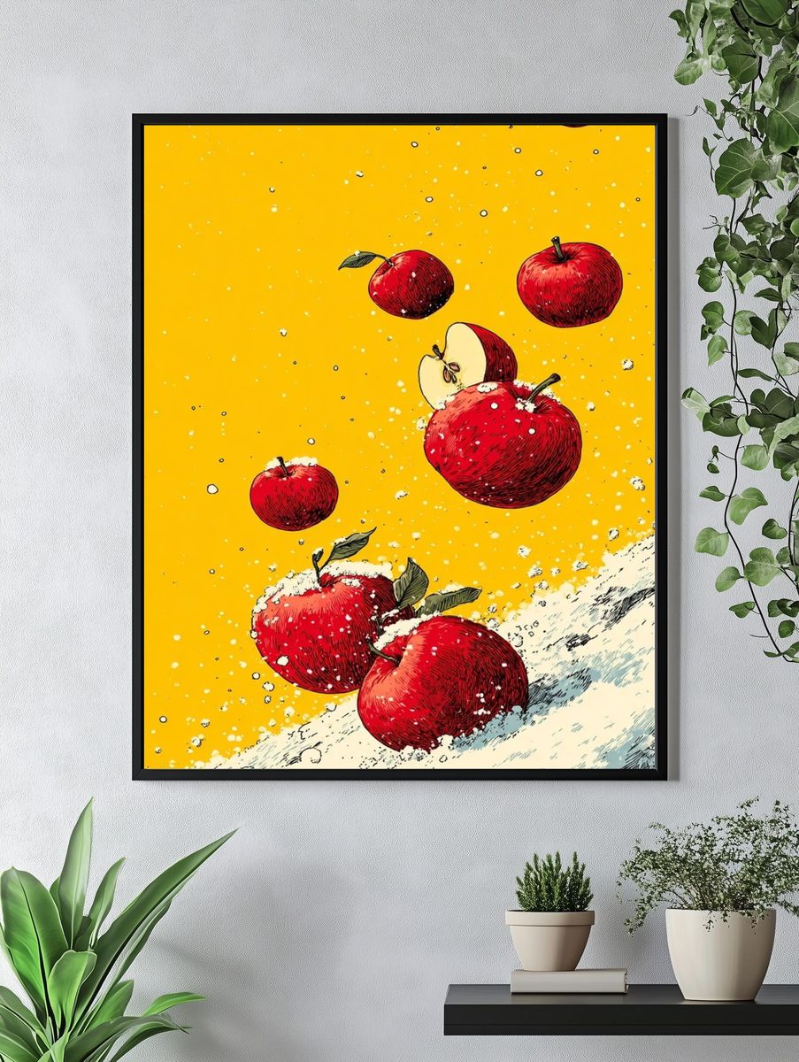 Falling Apples — Illustration Print. — room view 4