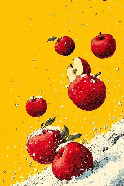 Falling Apples — Illustration Print. poster