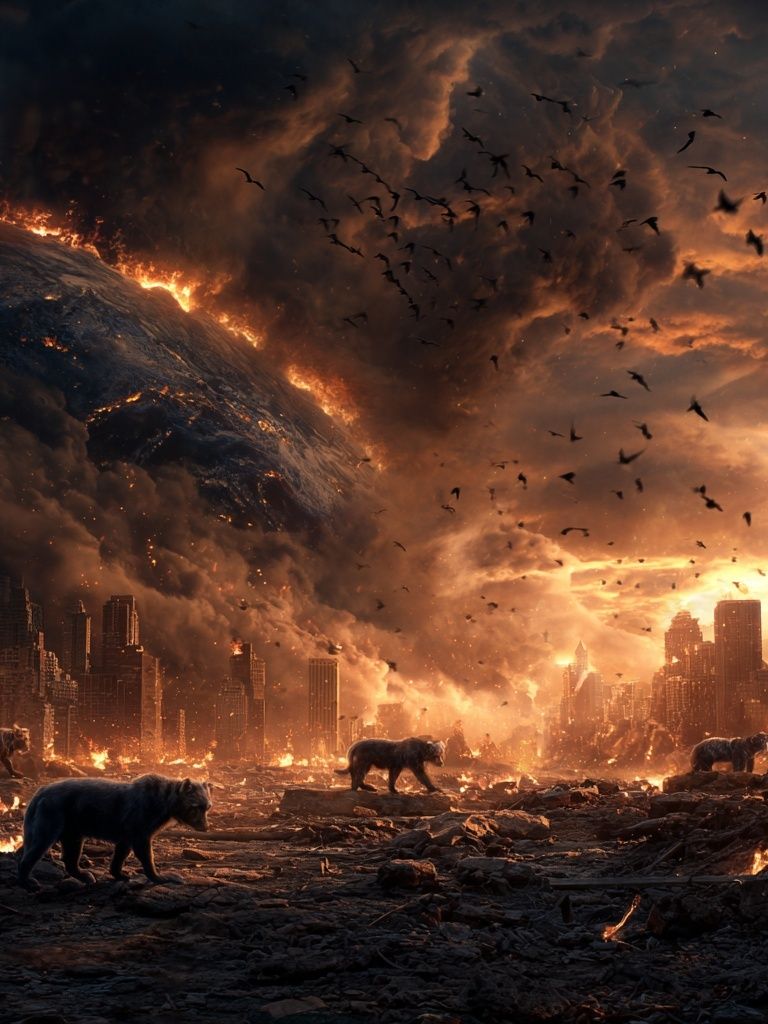 Apocalyptic Landscape with Bears — Fine Art Print. poster detail