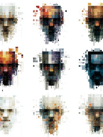 Pixel Totem Abstract Poster.
