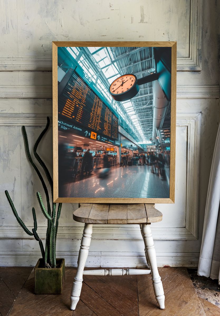 Airport Terminal Clock Photography Poster. — room view 1
